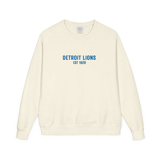 Detroit Lions Garment Dyed Sweatshirt, Unisex Crewneck, Vintage Sports Apparel, Football Fan Gift, Cozy Game Day Outfit